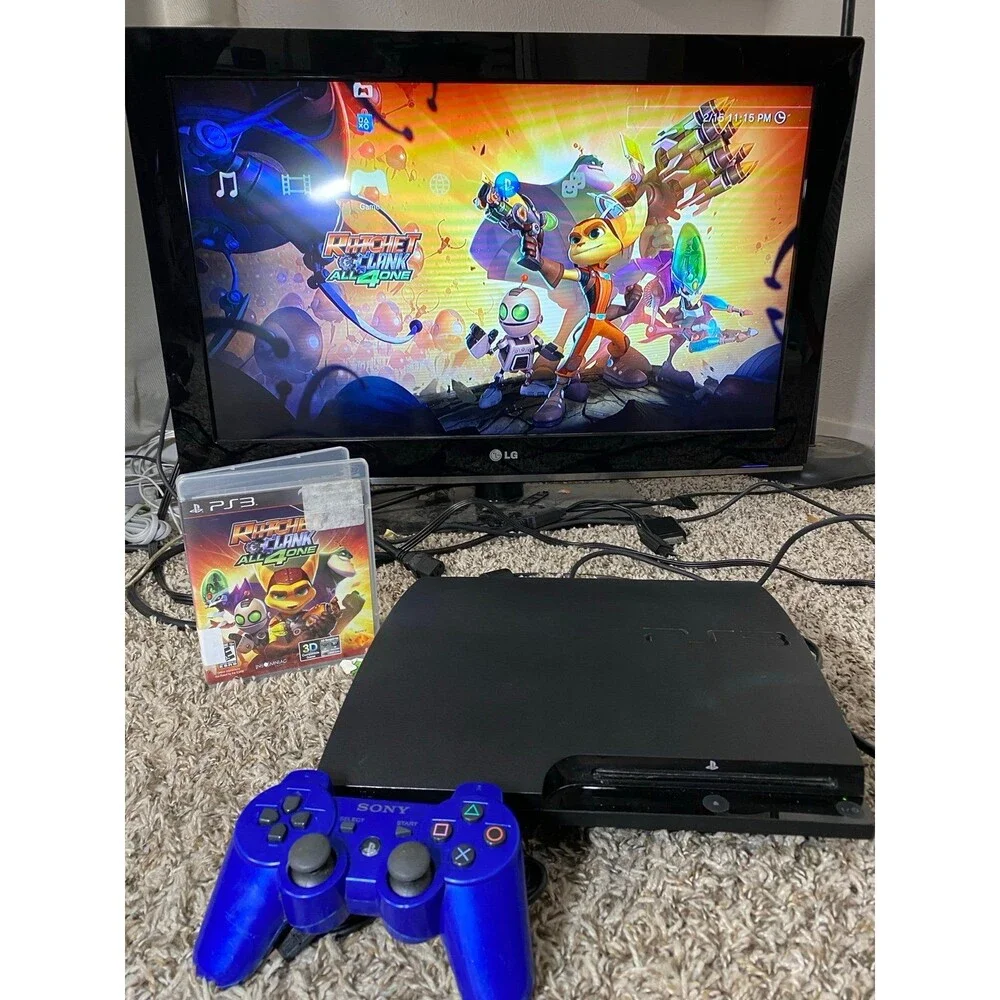 Sony PlayStation PS3 Slim Console CECH-3001A 160GB Controller Cords tested